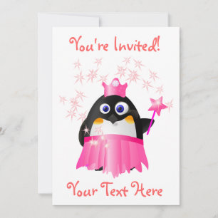 Convite à Fada Princesa Pinguim