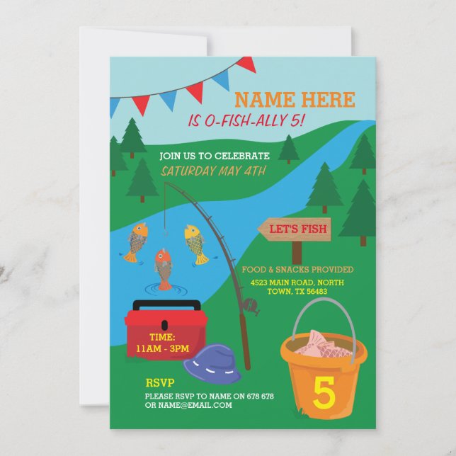 Convite à FESTA DE ANIVERSÁRIO de peixes de Vamos  (Frente)