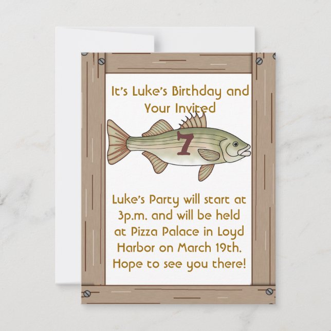 Convite à Festa de aniversário de pesca (Frente)