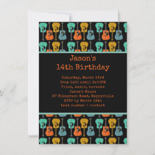 Convite à Festa de aniversário de violão para a