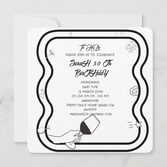 Convite à Festa de aniversário Editável (Frente)