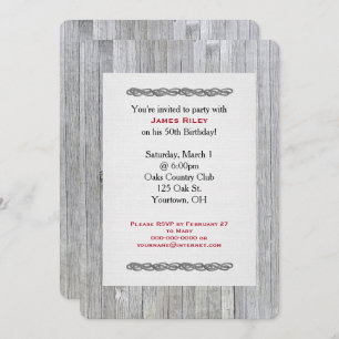 Convite à festa de aniversário em madeira de penas