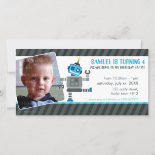 CONVITE À FESTA DE ANIVERSÁRIO FOTOGRÁFICA: robô d