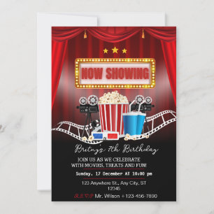 Convite à Festa de aniversário Noturna de Filme Ve