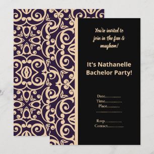 CONVITE À FESTA DE BACHELOR DE PADRÕES BRANCOS DE 