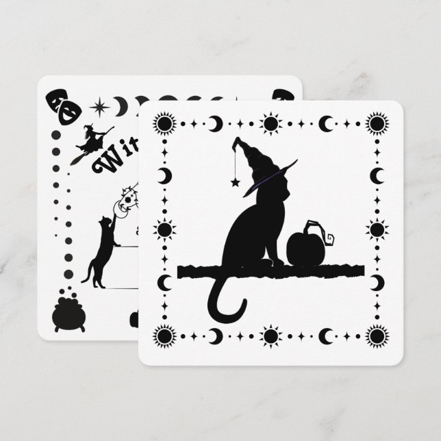 Convite à Festa de Bruxas de Gato de Bruxas (Frente/Verso)