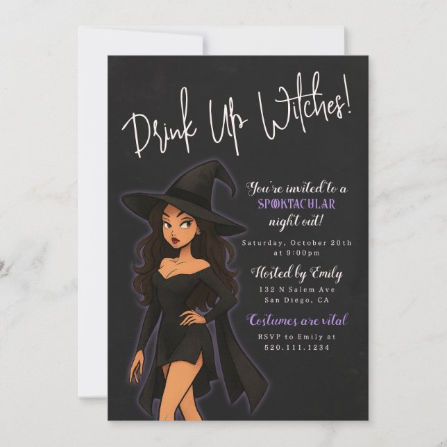 Convite à Festa de Bruxas Engraçadas (Frente)