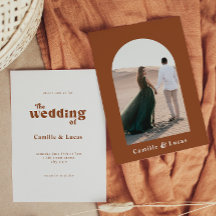 Convite à Festa de casamento Retro Terracotta