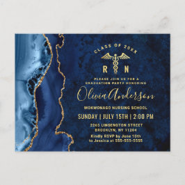 Convite à Festa de formatura Azul NRN Dourado Mode