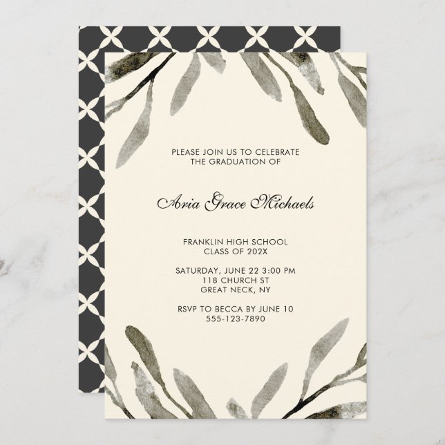 Convite à Festa de formatura Botânica (Frente/Verso)