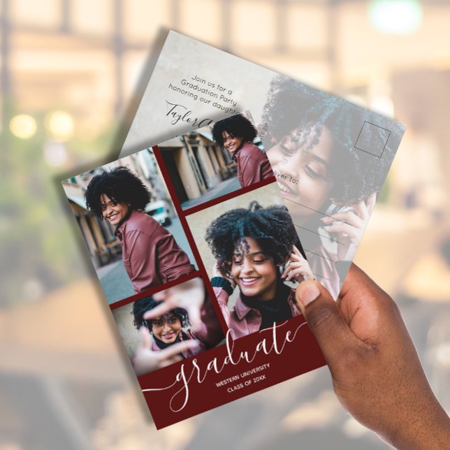 Convite à Festa de formatura de Fotos Maroon Escur (Criador carregado)