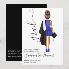 Convite à Festa de formatura Elegante Blue and Whi