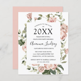 Convite à Festa de formatura Floral Cor-de-Rosa de