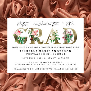 CONVITE À FESTA DE FORMATURA FLORAL ELEGANTE VINTA