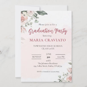 Convite à Festa de formatura Floral Suave
