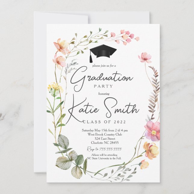 Convite à festa de formatura, Graduação em Flor Se (Frente)