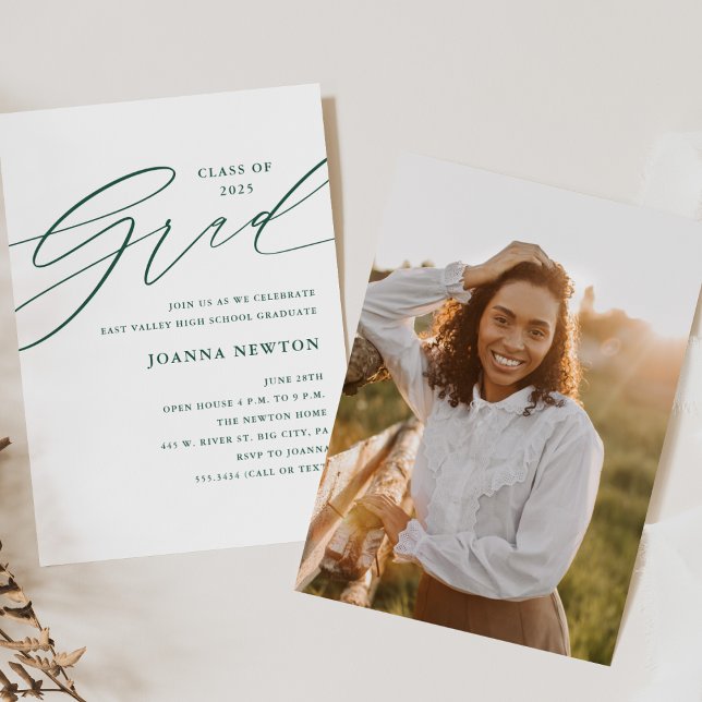Convite à Festa de formatura Minimalista Verde (Criador carregado)