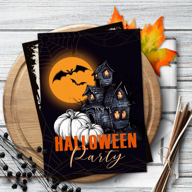 Convite à Festa de Halloween com Pumpkins e Lua (Criador carregado)