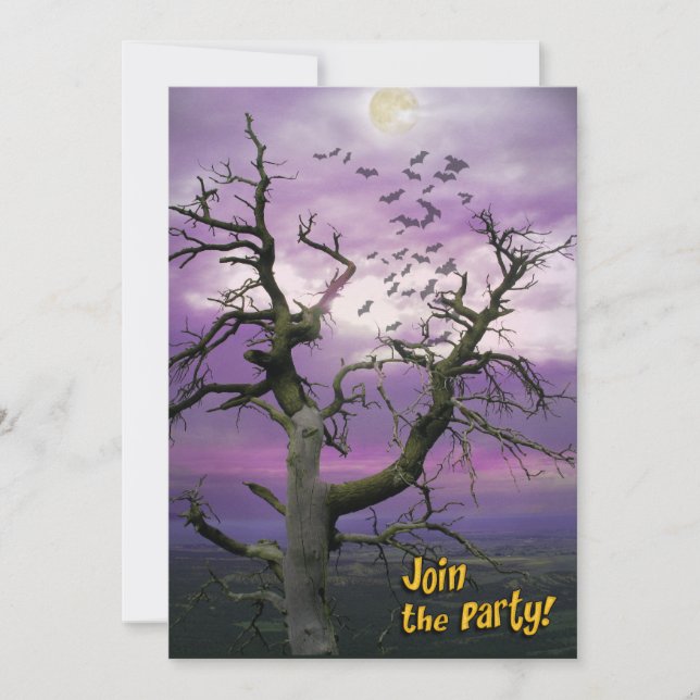 Convite à Festa de Halloween da Árvore de Bat Assu (Frente)