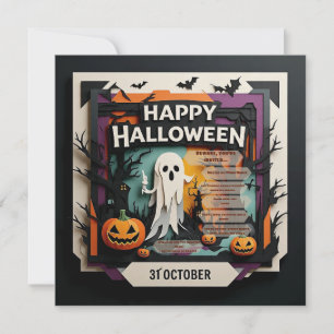 Convite à Festa de Halloween de Papel 3D Falsifica