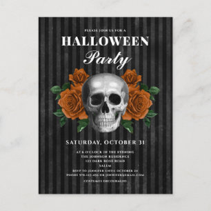 Convite à Festa de Halloween de Rosas Laranja Cr