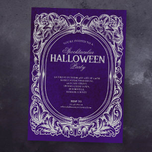 Convite à Festa de Halloween Roxo Gótica