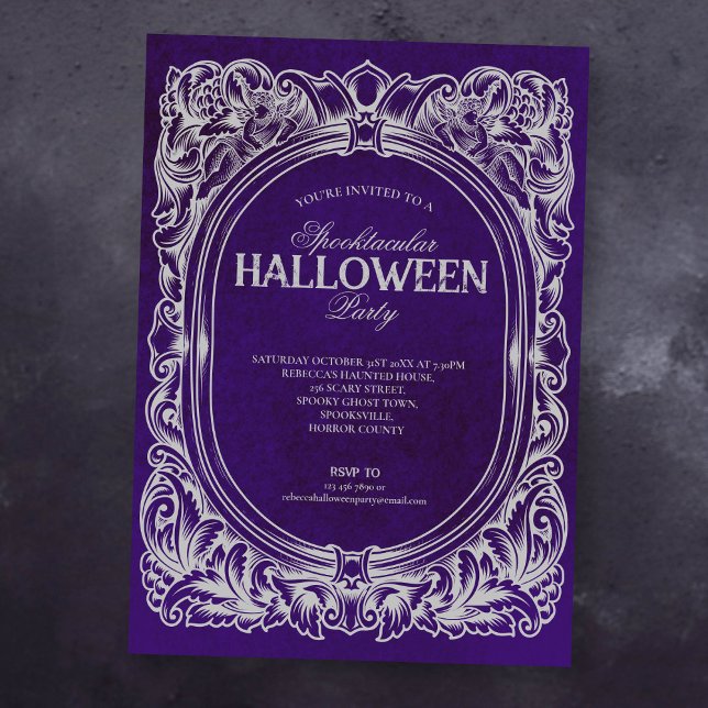 Convite à Festa de Halloween Roxo Gótica (Criador carregado)