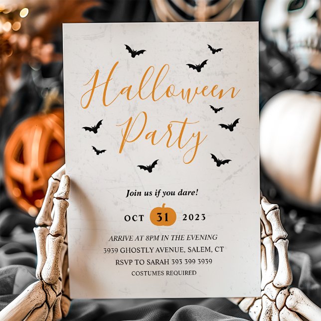 Convite à Festa de Halloween Spooky (Spooky Halloween Party Invitation Bats)