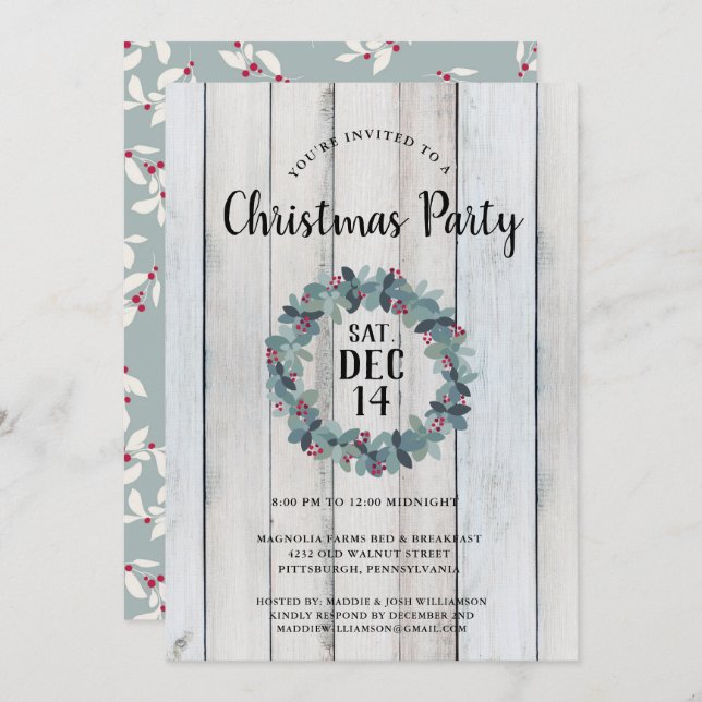 Convite à Festa de Natal Rustic Country (Frente/Verso)