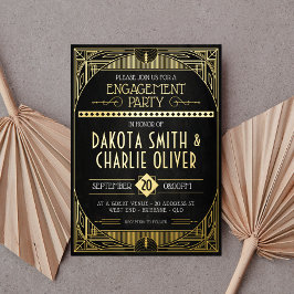 Convite à Festa de noivado Art Deco