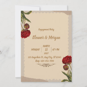 Convite à Festa de noivado Clássica de Brown Vinta