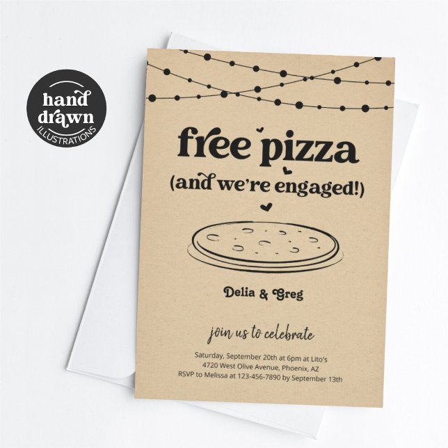 Convite à Festa de noivado Engraçado de Pizza Livr (Criador carregado)