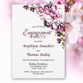 Convite à Festa de noivado Floral Rosa Russo