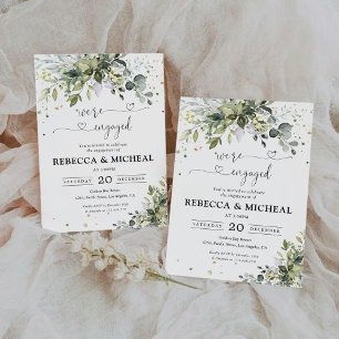 Convite à Festa de noivado Greenery
