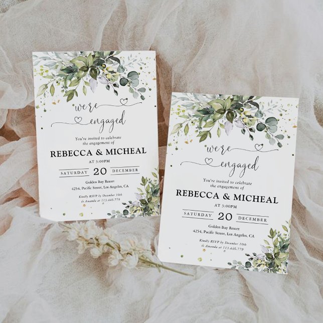 Convite à Festa de noivado Greenery (Criador carregado)