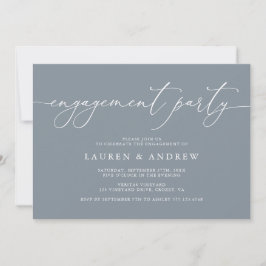 Convite à Festa de noivado Minimalista Dusty Blue
