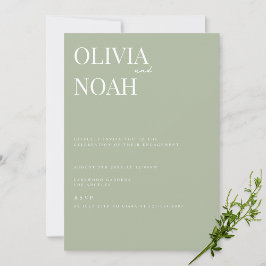 Convite à Festa de noivado Verde Elegante Sage