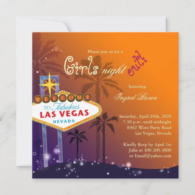 Convite à Festa de solteira Chic Las Vegas (Frente)