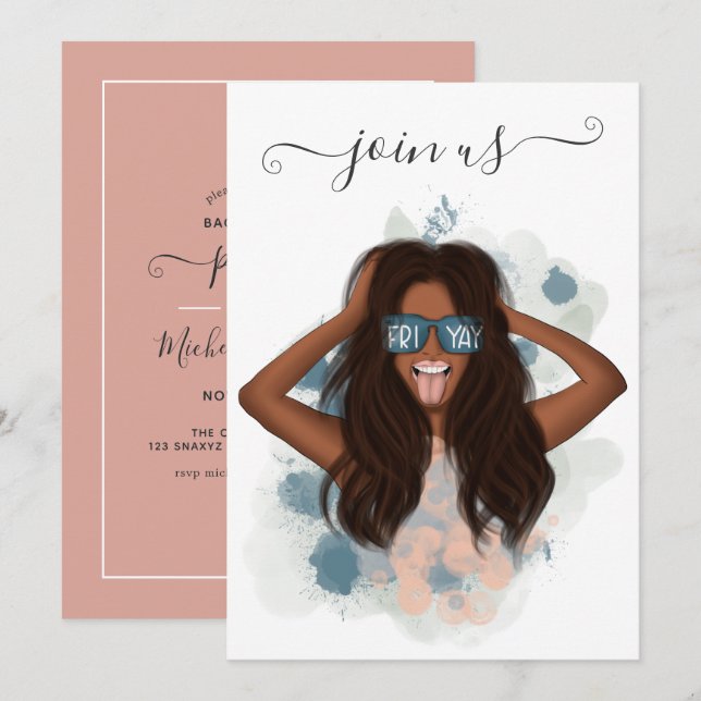 Convite à Festa de solteira de Sexta-Feira da Áfri (Frente/Verso)