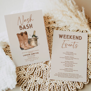 Convite à Festa de solteira Nash Bash da Watercolo