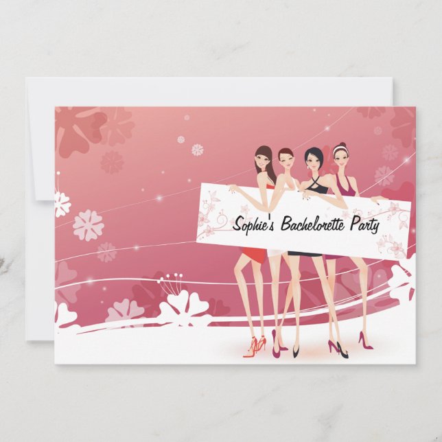 Convite à Festa de solteira Noturna para Meninas (Frente)