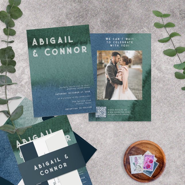 Convite à Fotografia Azul Minimalista Moderna (Criador carregado)