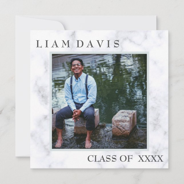 Convite à graduação cristã de Luxe Marble (Frente)