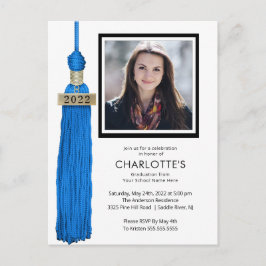 Convite à Graduação de Fotos Azul Tassel