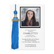 Convite à Graduação de Fotos Azul Tassel