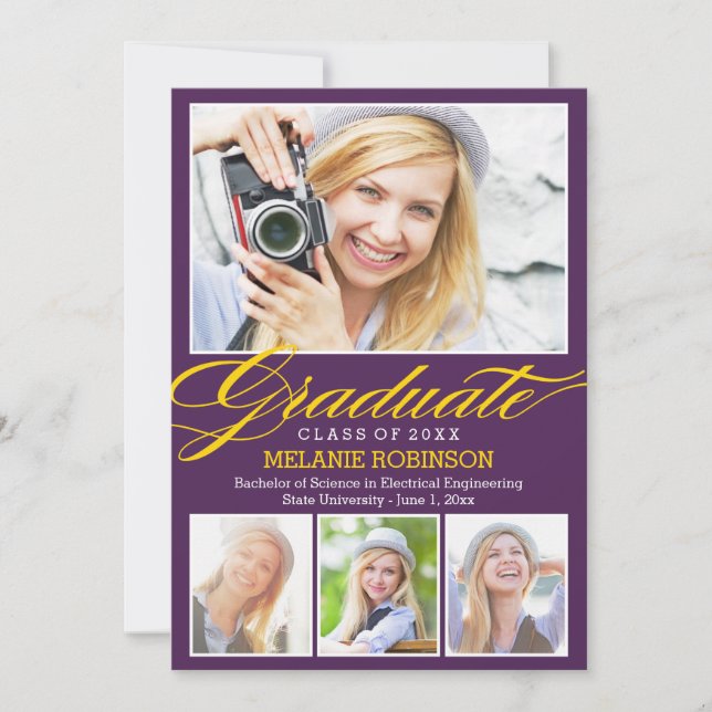 Convite à Graduação de Início Brilhante - Roxo (Frente)