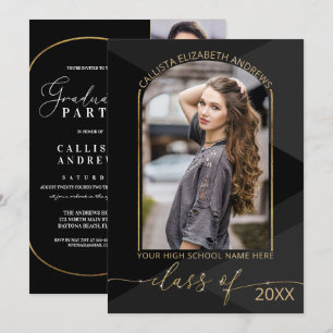 Convite à Graduação Geométrica de Fotos da Cinza N