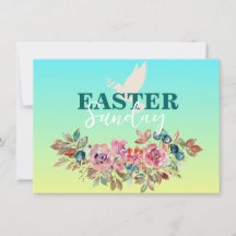 Convite à Igreja da Páscoa Floral Azul e Amarela