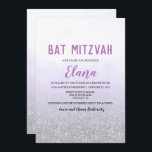 Convite à Lavanda Bat Mitzvah Ombre<br><div class="desc">Bat Mitzvah Ombre Lavanda Watercolor Faux Silver Glitter Convite</div>