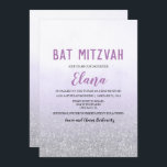 Convite à Lavanda Bat Mitzvah Ombre<br><div class="desc">Bat Mitzvah Ombre Lavanda Watercolor Faux Silver Glitter Convite</div>